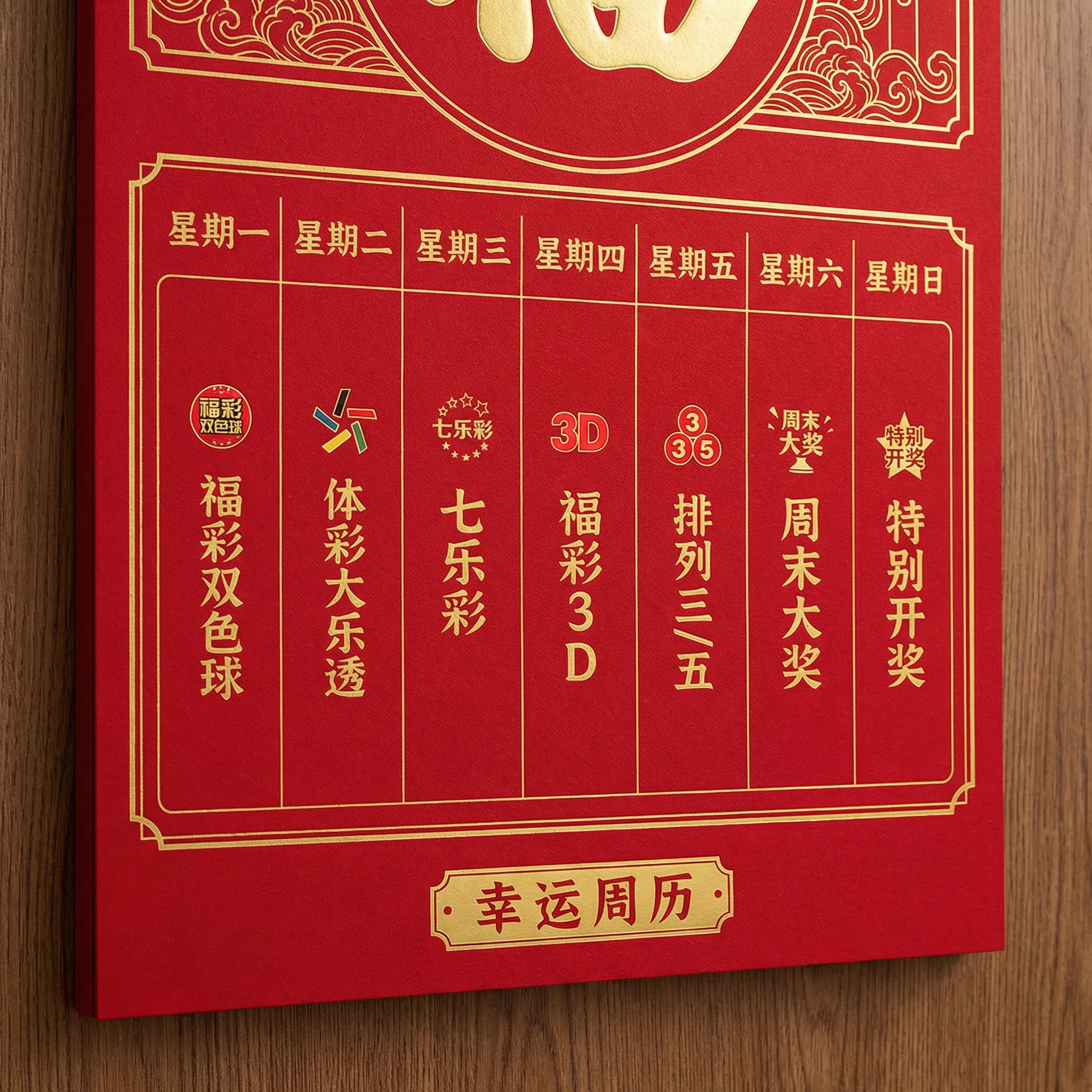 排列三开奖日历示意图